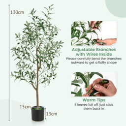 Costway 130Cm Tall Artificial Olive Tree Set Of 2 Fake Potted Trees Home Office Decoration - thumbnail 2