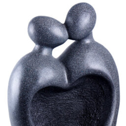 Gardenwize Outdoor Garden Patio Solar Powered Carved Lovers Water Feature With Led Light - Graphite Grey - thumbnail 3