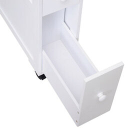 Homcom 72X16Cm Narrow Bathroom Storage Unit 2 Drawers Open Top 4 Wheels Slimline - thumbnail 8