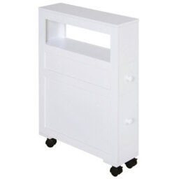 Homcom 72X16Cm Narrow Bathroom Storage Unit 2 Drawers Open Top 4 Wheels Slimline - thumbnail 2