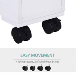 Homcom 72X16Cm Narrow Bathroom Storage Unit 2 Drawers Open Top 4 Wheels Slimline - thumbnail 4