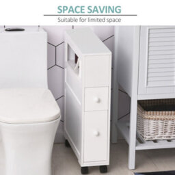 Homcom 72X16Cm Narrow Bathroom Storage Unit 2 Drawers Open Top 4 Wheels Slimline - thumbnail 5