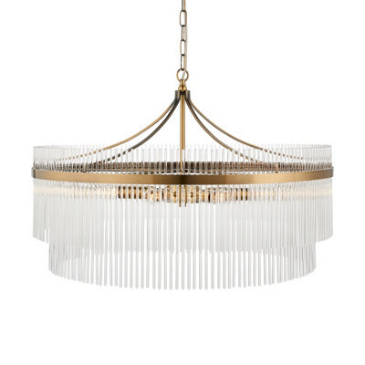 Loops Stylish Antique Brass Hanging Pendant Light With Clear Glass Rods - image 1