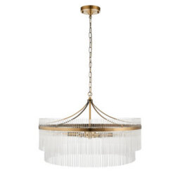 Loops Stylish Antique Brass Hanging Pendant Light With Clear Glass Rods - thumbnail 8