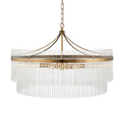 Loops Stylish Antique Brass Hanging Pendant Light With Clear Glass Rods - thumbnail 1
