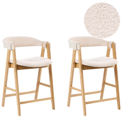 Beliani Set Of 2 Bar Chairs Day Boucle Light Brown/ Light Beige - image 1