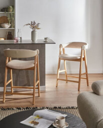 Beliani Set Of 2 Bar Chairs Day Boucle Light Brown/ Light Beige - thumbnail 2