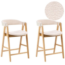 Beliani Set Of 2 Bar Chairs Day Boucle Light Brown/ Light Beige - thumbnail 1
