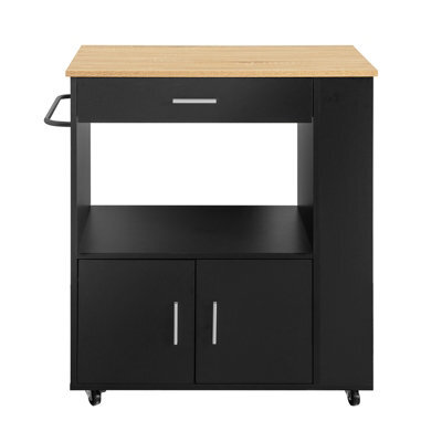 Sobuy Fkw113-Sch, Kitchen Trolley Cart Storage Trolley Serving Trolley Kitchen Cabinet, Black,w75Xd46Xh88 - image 1
