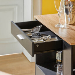 Sobuy Fkw113-Sch, Kitchen Trolley Cart Storage Trolley Serving Trolley Kitchen Cabinet, Black,w75Xd46Xh88 - thumbnail 5