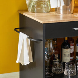 Sobuy Fkw113-Sch, Kitchen Trolley Cart Storage Trolley Serving Trolley Kitchen Cabinet, Black,w75Xd46Xh88 - thumbnail 4