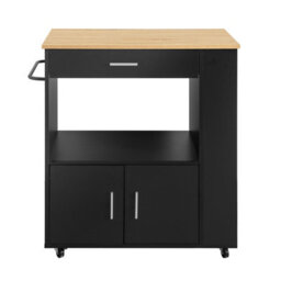 Sobuy Fkw113-Sch, Kitchen Trolley Cart Storage Trolley Serving Trolley Kitchen Cabinet, Black,w75Xd46Xh88