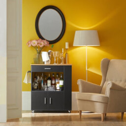 Sobuy Fkw113-Sch, Kitchen Trolley Cart Storage Trolley Serving Trolley Kitchen Cabinet, Black,w75Xd46Xh88 - thumbnail 2