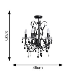 Valuelights Viscount Black 5 Way Ceiling Light Chandelier Fitting With Clear Acrylic Jewel Droplets - thumbnail 5