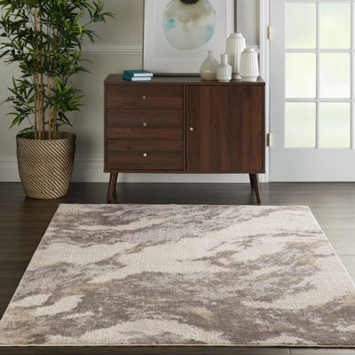 Nourison Silky Textures Sly03 Brown Ivory Rug-119Cm X 180Cm - image 1