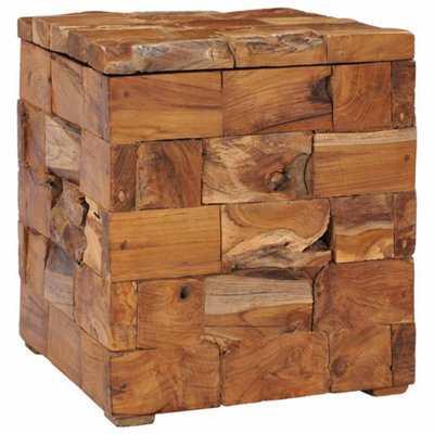 Walplus Solid Teak Wood Storage Stool Durable And Stylish - image 1