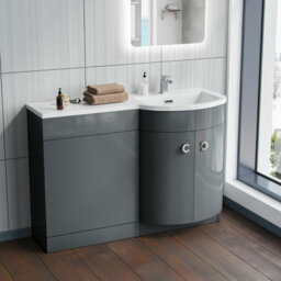 Dene Bathroom Basin Sink Vanity Grey Unit Cabinet Furniture Rh 1100mm - thumbnail 3