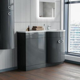 Dene Bathroom Basin Sink Vanity Grey Unit Cabinet Furniture Rh 1100mm - thumbnail 4