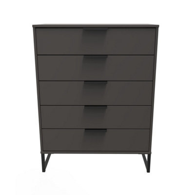 Beijing 5 Drawer Chest Of Drawers In Graphite (Ready Assembled) - image 1