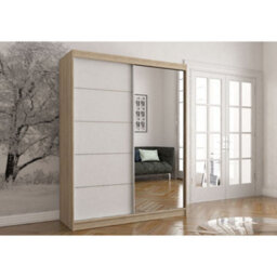 Arte Vista 05 - Compact Oak Sonoma Sliding Door Wardrobe With White And Mirrored Sliding Doors (H)2000mm X (W)1500mm X (D)610mm - thumbnail 1