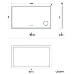 AVER-GROWTH Led Bathroom Mirror With Bluetooth 3 Colour Light, Demister Anti-Fog 3X Magnifying Clock Touch/wall Switch Illuminated 1400X800mm - thumbnail 9