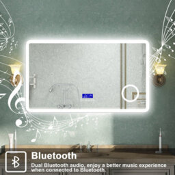 AVER-GROWTH Led Bathroom Mirror With Bluetooth 3 Colour Light, Demister Anti-Fog 3X Magnifying Clock Touch/wall Switch Illuminated 1400X800mm - thumbnail 3