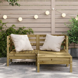 Walplus Garden Sofa 2-Seater With Footstool Impregnated Wood Pine - 127 X 127 X 62,5 Cm (W X D X H) - thumbnail 3