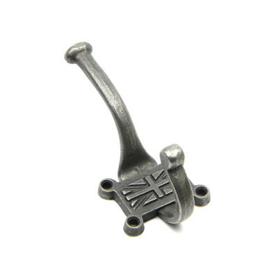 Okcrafts - Antique Cast Iron Union Jack Coat Hooks 125mm - Pack Of 5 - image 1