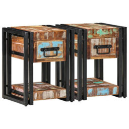 Berkfield Modern Nightstands 2 Pcs 40X40X40 Cm Solid Reclaimed Wood - thumbnail 5