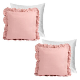 OHS 2 Pack Faux Linen Frill Filled Cushion Cover, Blush - 45 X 45Cm - thumbnail 1