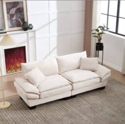 Matteo Oversized 2-Seater Corduroy Loveseat - Beige - thumbnail 1
