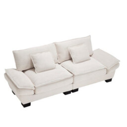 Matteo Oversized 2-Seater Corduroy Loveseat - Beige - thumbnail 7
