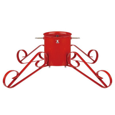 Holly International Traditional Metal Scroll Leg Christmas Tree Stand Red Large For Real Trees Up To 3M - image 1