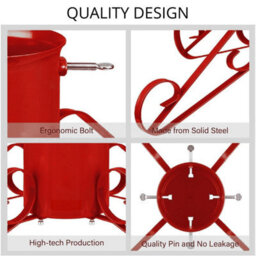 Holly International Traditional Metal Scroll Leg Christmas Tree Stand Red Large For Real Trees Up To 3M - thumbnail 3