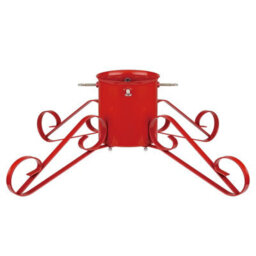 Holly International Traditional Metal Scroll Leg Christmas Tree Stand Red Large For Real Trees Up To 3M