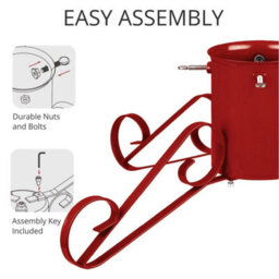 Holly International Traditional Metal Scroll Leg Christmas Tree Stand Red Large For Real Trees Up To 3M - thumbnail 4