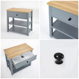Homestylestore 840mm Light Grey And Oak Bathroom Vanity Unit With Black Round Handle - thumbnail 2