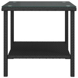 Berkfield Side Table Black 45X45X45 Cm Poly Rattan And Tempered Glass - thumbnail 4