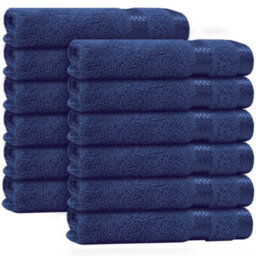 Casabella 12 Pack Flannel Face Cloth - 100% Cotton Face Towels Soft & Absorbent Super Quality Washcloths