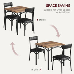 Brown 3X Dining Set Kitchen Table & 2 Upholstered Chairs Small Space - thumbnail 3