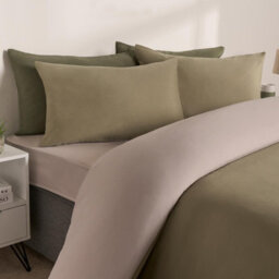 Ohs Reversible Duvet Cover Bedding Set, Natural Sage- King - thumbnail 3