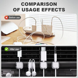 3 Pack Magnetic Cable Organizer Storage Holder For Charging Cable,   Self-Adhesive Cable Organizer For Desk (Black) - thumbnail 4