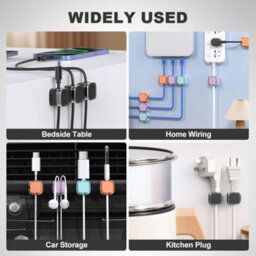 3 Pack Magnetic Cable Organizer Storage Holder For Charging Cable,   Self-Adhesive Cable Organizer For Desk (Black) - thumbnail 5