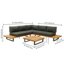 Dibor Wooden Corner Garden Sofa Set Outdoor Lounge Furniture With Cushions And Coffee Table - thumbnail 2