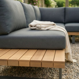 Dibor Wooden Corner Garden Sofa Set Outdoor Lounge Furniture With Cushions And Coffee Table - thumbnail 3