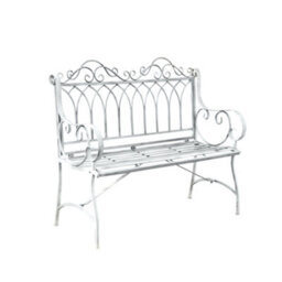 Melody Maison Ornate Distressed Grey Metal Garden Bench 98Cm X 114Cm - thumbnail 8