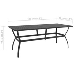 Berkfield Garden Table Anthracite 190X80X72 Cm Steel - thumbnail 6