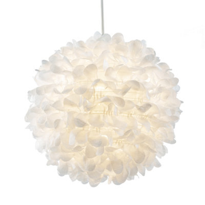 Happy Homewares Chic Designer 30Cm Pendant Light Shade With White Fabric Folded Petals - image 1