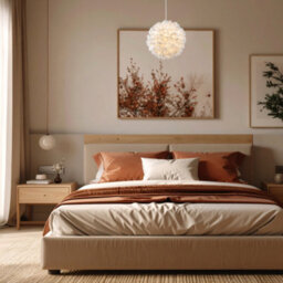 Happy Homewares Chic Designer 30Cm Pendant Light Shade With White Fabric Folded Petals - thumbnail 6
