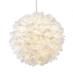Happy Homewares Chic Designer 30Cm Pendant Light Shade With White Fabric Folded Petals - thumbnail 1